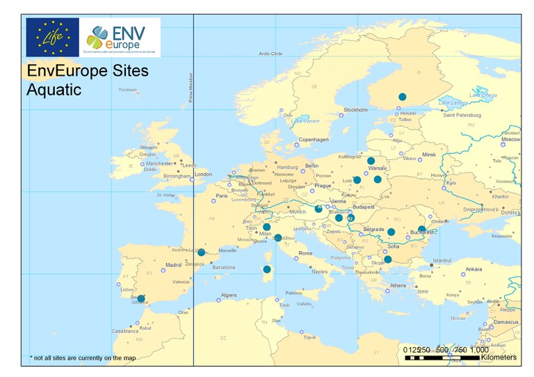 Map of the freswater sites